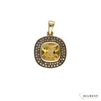 Złota zawieszka DIAMENT cytryn, diamenty P 1020 CTCH.jpg